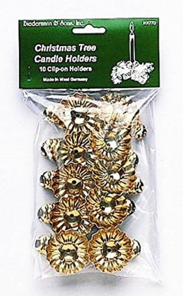 Biedermann & Sons Gold Clip-on Candle Holders, Set of 10 (HX770)