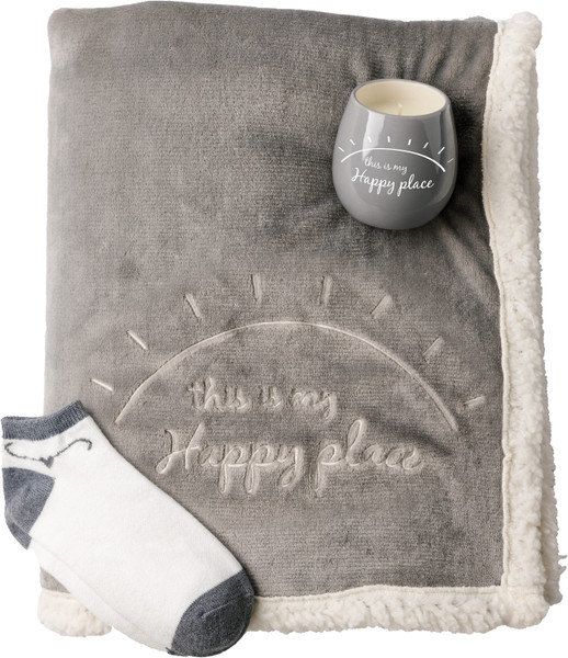 Pavilion Royal Plush Throw Blanket Gift Set, Happy Place