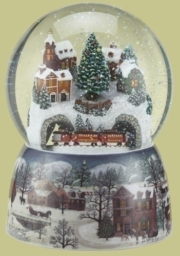 Roman Musical Glitterdome, Rotating Christmas Train in Village