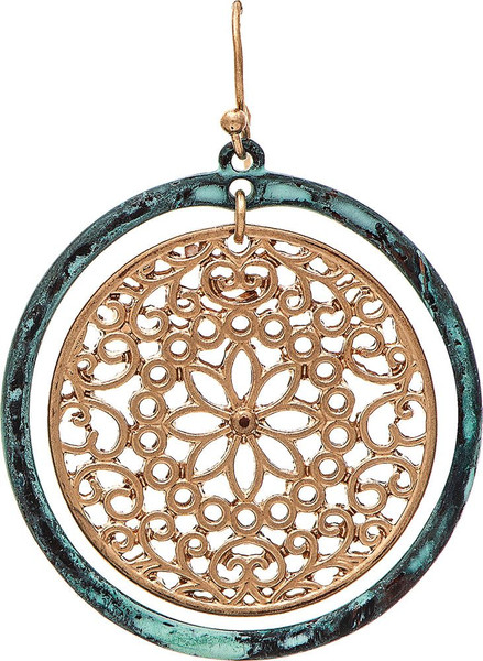Rain Patina Gold Filigree Spinney Circles Earrings