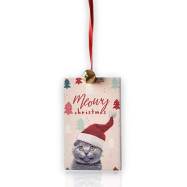 Midwest CBK Cat Tag Ornament, Meowy Christmas