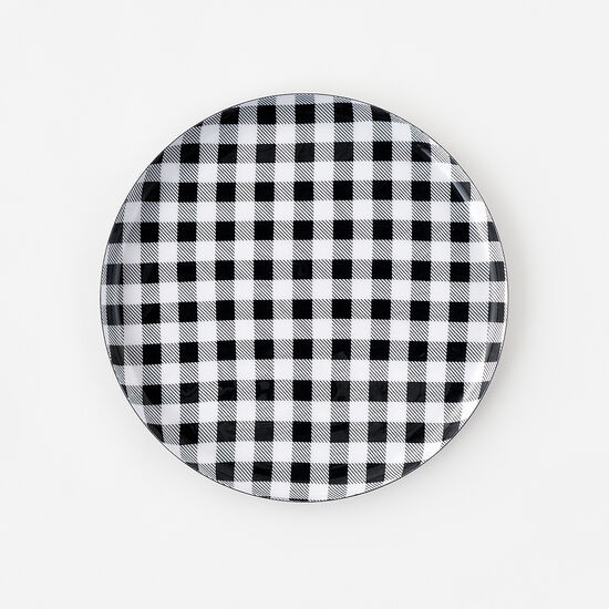 One Hundred 80 Degrees 12" Metal Tray, Black & White Gingham