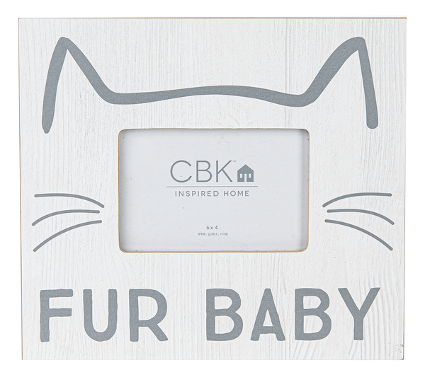 Midwest CBK 4" x 6" Gray & White Cat Picture Frame, Fur Baby