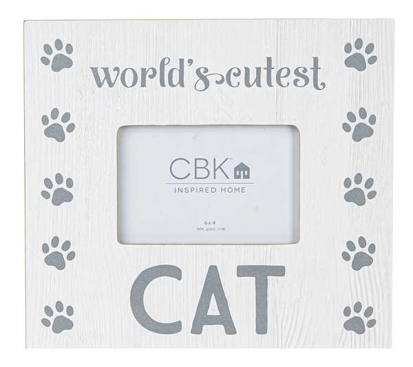 Midwest CBK 4" x 6" Gray & White Cat Picture Frame, World's Cutest