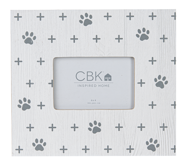 Midwest CBK 4" x 6" Gray & White Cat Picture Frame, Paw Prints