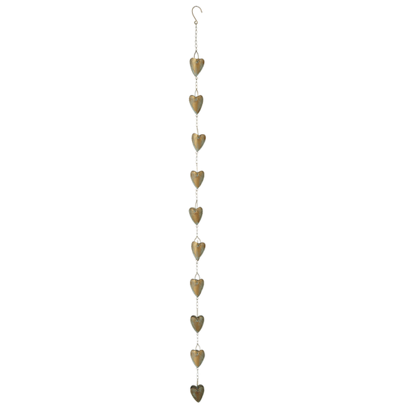 Midwest CBK Gold Patina Heart Rain Chain
