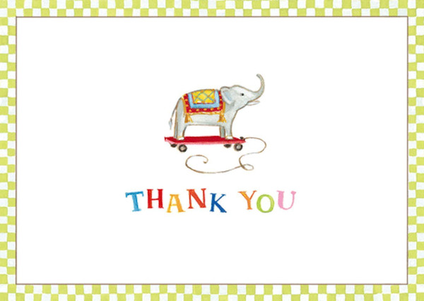 Caspari Thank You Notes, Elephant Pull Toy - Pack of 8 (90613.48)