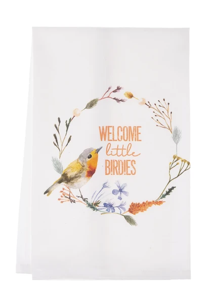 Midwest-CBK Wildflower & Bird Tea Towels, Welcome Little Birdies