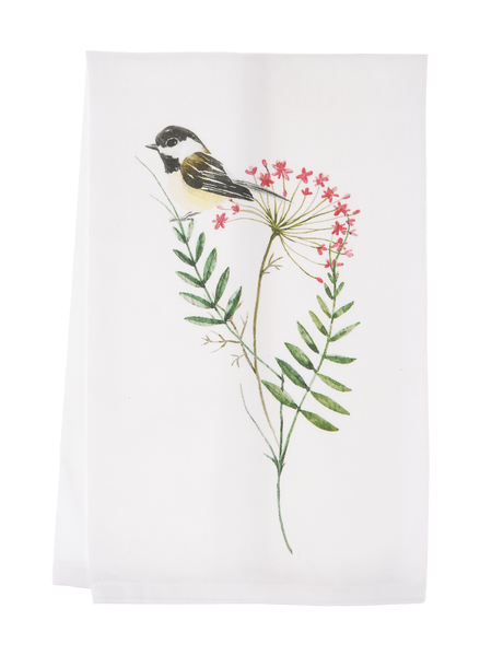 Midwest-CBK Wildflower & Bird Tea Towels, Red Flowers