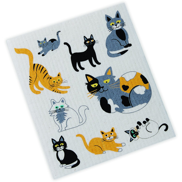 Design Imports India Swedish Dishcloth, Cats