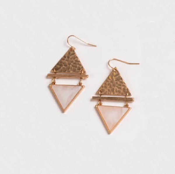 Ganz Triangle Earring, White (EAR7001B)