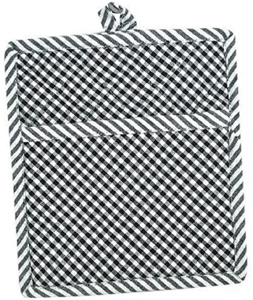 Design Imports Black Chef Stripe Pocket Pot Holder (26669)