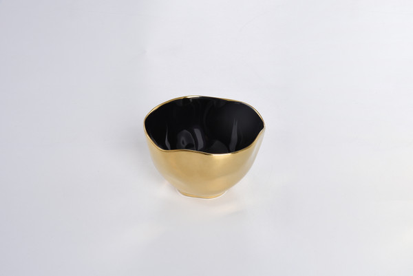 Pampa Bay Eclipse Round Small Bowl, Black/Gold (ECL2600BG)