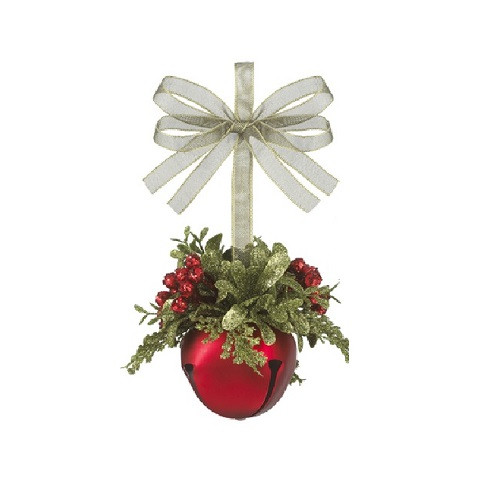 Ganz Ornament, Mistletoe Sleigh Bell - Red (KK323B)
