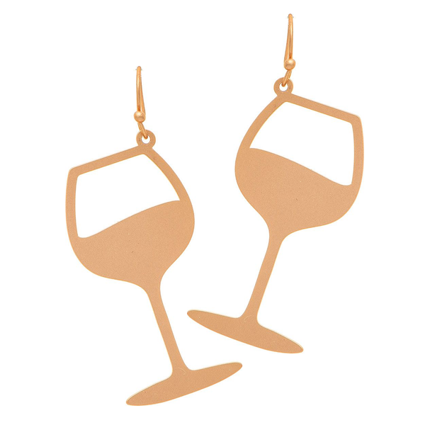 Rain Dangle Earrings, Wine Glass - Gold (E2745G)