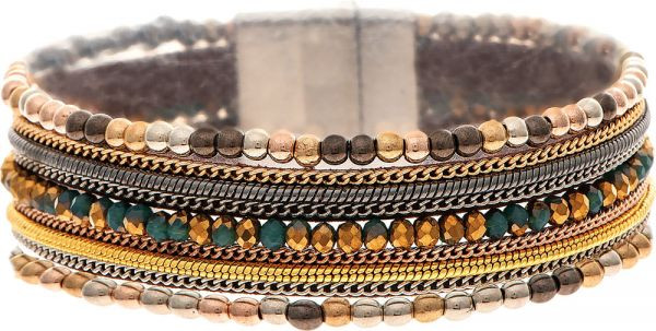 Rain Multimetal Ball Brown Bead Rows Magnetic Bracelet