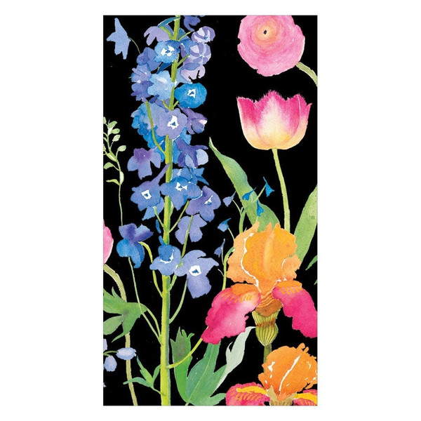 Caspari Paper Guest Towel Napkins, Summer Garden Black - 2 Packs (16851G)