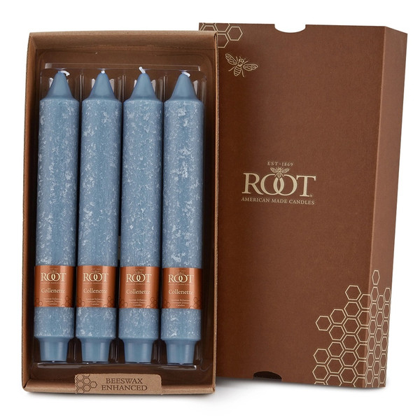 Root Timberline Collenette 9" Unscented Candles, Williamsburg Blue, Box of 4 (519433)