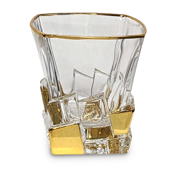 Gage Crack Whiskey Double Old Fashioned Glass, 24kt Gold