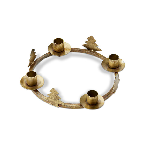 TAG Taper Candle Holder,  Pine Wreath -Brass (G18586)