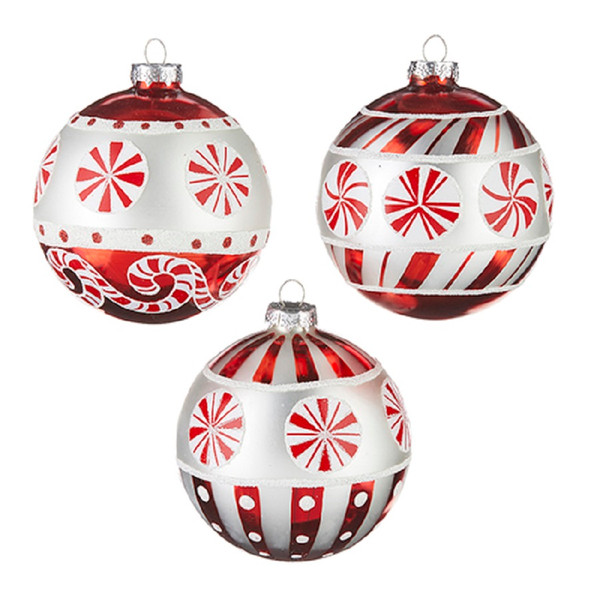 Raz Imports 4" Peppermint Pattern Ornament, 3 Assortment (4224505)