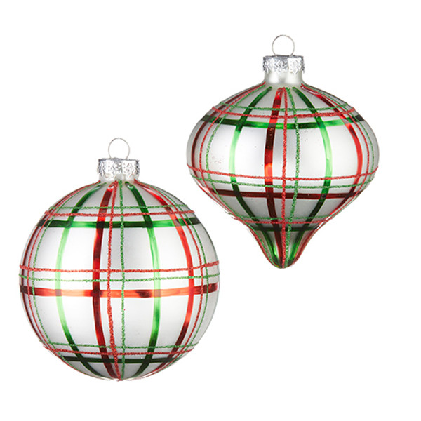 Raz Imports 4" Red And Green Plaid Ornament, 2 Assortment (4224533)