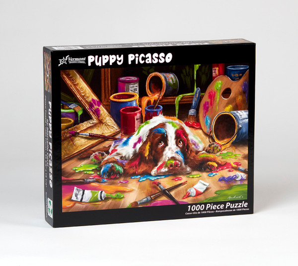Vermont Christmas Company Jigsaw Puzzle, Puppy Picasso - 1000 Piece (VC1218)