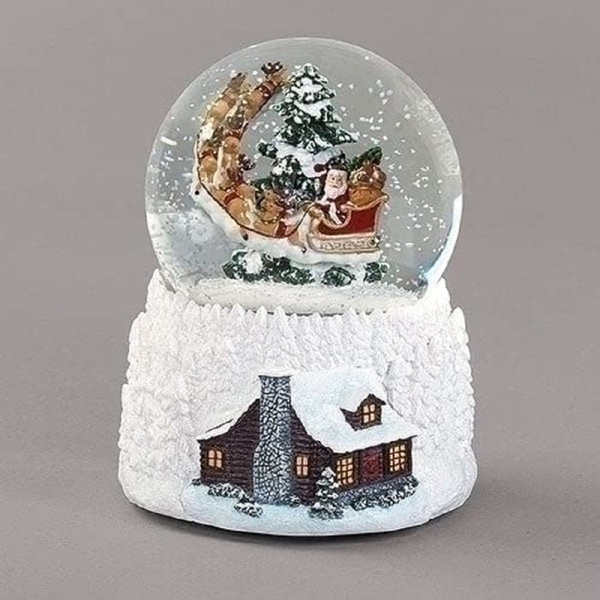 Roman Rotating Wind-Up Musical Glitterdome, Flying Santa