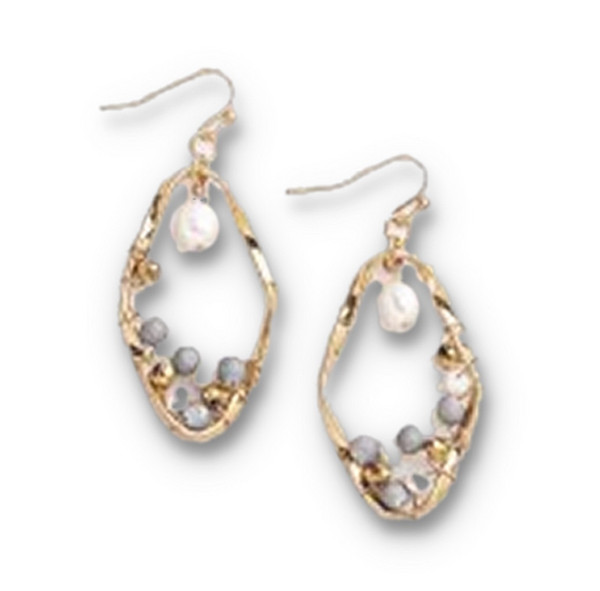 Ganz Wooden Bead Earrings, Steel (EAR9000-STEEL)