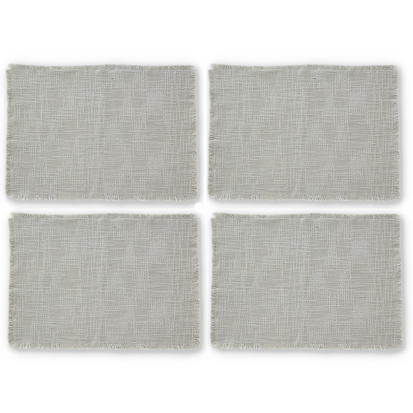 Design Imports Basket Fringe Placemats, Light Rain - Set of 4 (753076)