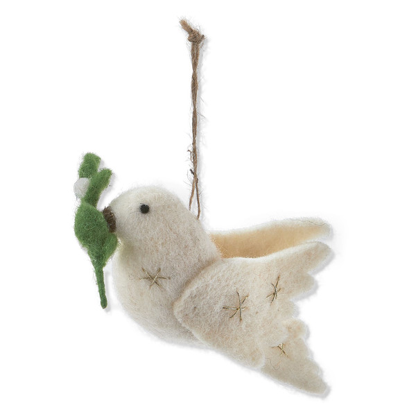 TAG Ornament, Dove With Sprig - White (G15494)