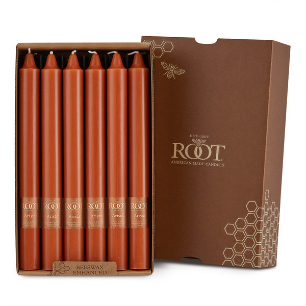 Root Smooth Arista Candles 9", Rust - Box of 12 (8919)