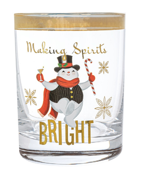 Midwest CBK Snowman Happy Hour Low Ball Glass - Making Spirits BRIGHT (MX183786C)