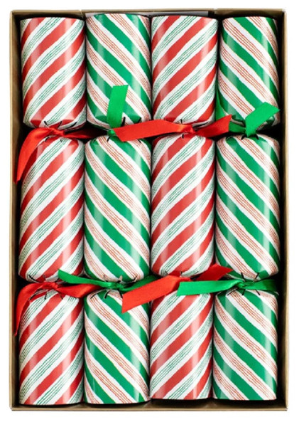 Caspari Celebration Christmas Crackers, Candy Cane Stripes, Box of 8 (CK145.10)