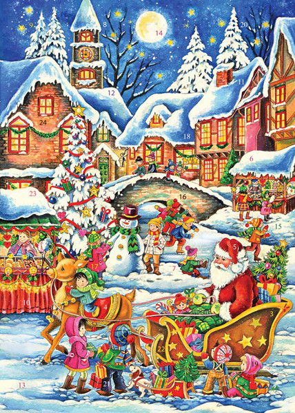 Vermont Christmas Company Greeting Card Advent Calendar, Santa Arrives (BB418)