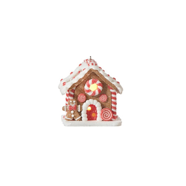 RAZ Imports 3.25" Lighted Gingerbread House Ornament - Right of Door (4115522A)