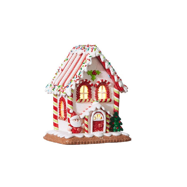 RAZ Imports 7.25" Gingerbread Lighted House - White (4016097B)