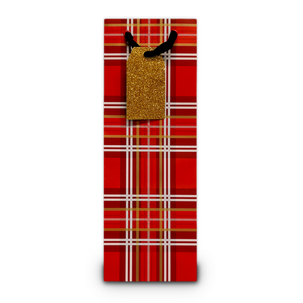 The Gift Wrap Company Bottle Bag, Festive Flannel