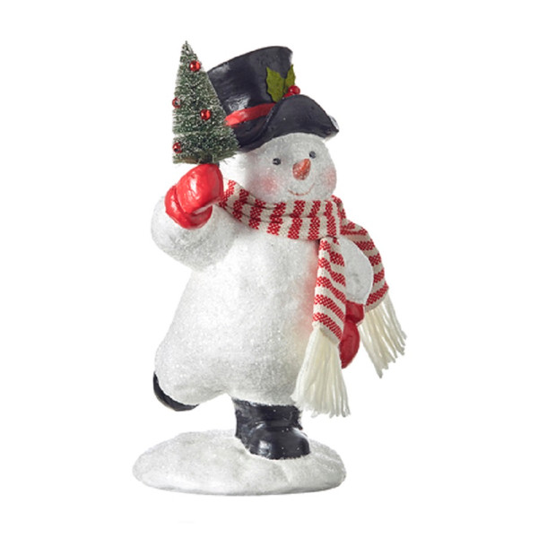 Raz Imports Snowman with Tree Figurine, 12" (4116516)