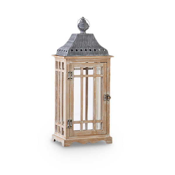 Raz Imports Whitewashed Lantern, Small - 21" (4025926SM)