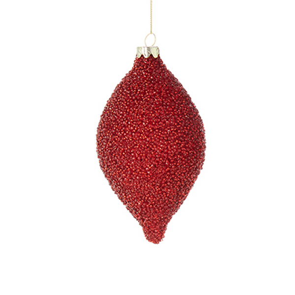 Raz Imports 4" Red Beaded Ornament - Diamond (4222880C)