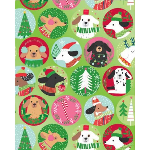 The Gift Wrap Company Jumbo Gift Wrap Roll, Dashing Dogs - Metallized