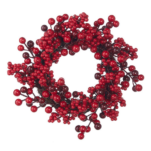 Raz Imports Candle Ring, 12" Red Berry Mini Wreath (4070014)