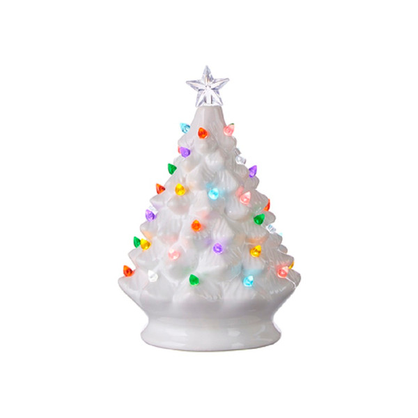 Raz Imports Vintage White Lighted Tree, 8" (3920085)