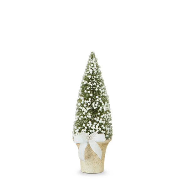 Raz Imports Potted Bottle Brush Tree, White Berries - Small