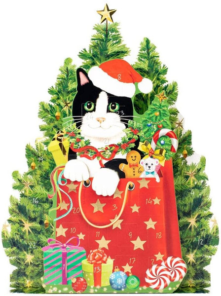 Caspari Advent Calendar, Christmas Cat (ADV283)