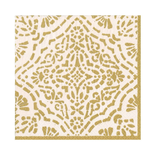 Caspari Paper Luncheon Napkins, Annika (Ivory & Gold) - 2 Packs (17301L)