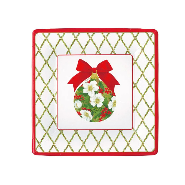 Caspari Square Paper Salad/Dessert Plates, Ornament and Trellis - 2 Packs (17210SP)