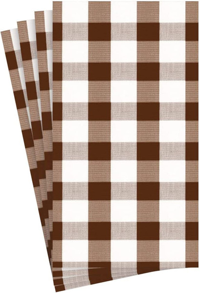 Caspari Paper Guest Towel Napkins, Gingham in Chocolate, 2 Packs (17074G)