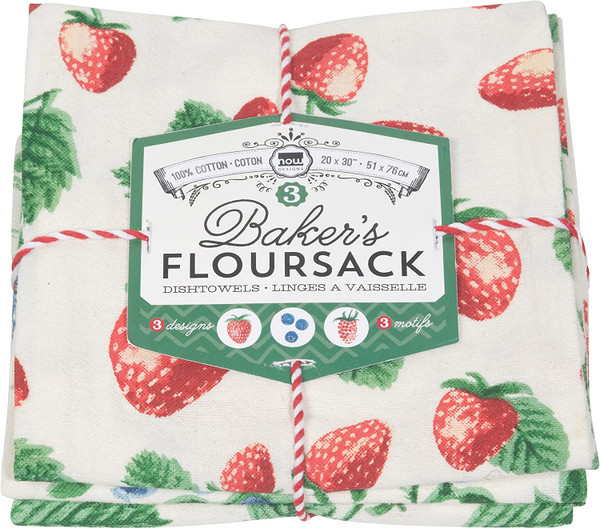 Now Designs Dishtowels, Berry Patch Bakers Floursack - Set of 3 (2221003)